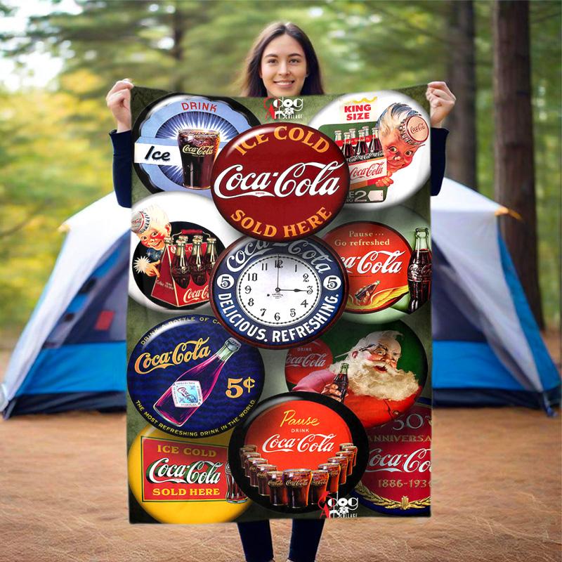Christmas gift Halloween themed cola beverage Coca Cola blanket soft home furnishing nap decoration four seasons warm Sherpa blanket U1