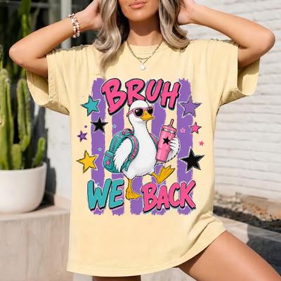 Bruh We Back Teacher Shirt, Funny Goose Back To School Tee, Comfort Colors Educator Top, Gen Z Slang Humor, First Day of School