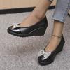 Fashion Ladies Shoes 2024 Hot Sale Shallow Women's Pumps Autumn Round Toe Bow Tie Sequins Solid Casual Wedge Large Size One Kick Shoes