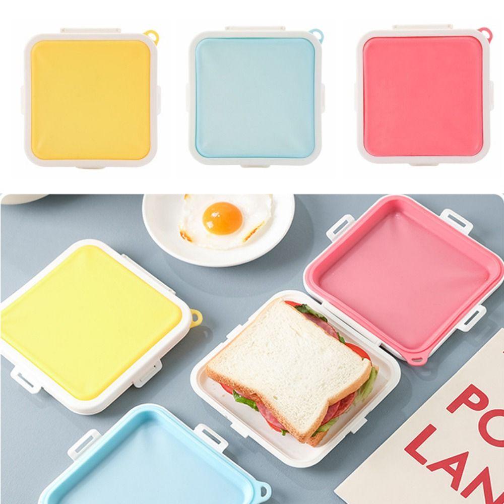 Reusable Sandwich Storage Box Portable Sandwich Holder BPA Free Lunch Sandwich Box Dinnerware