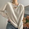 Spring and Autumn Women's Sweater Gentle Wind Soft Sticky Pullover Design Long Sleeve Inner Bottom Knit Top
