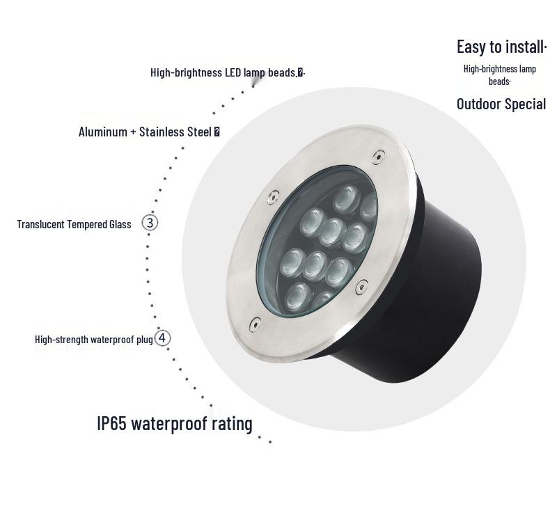 Stainless Steel Outdoor Waterproof LED Ground Spotlight for Landscaping