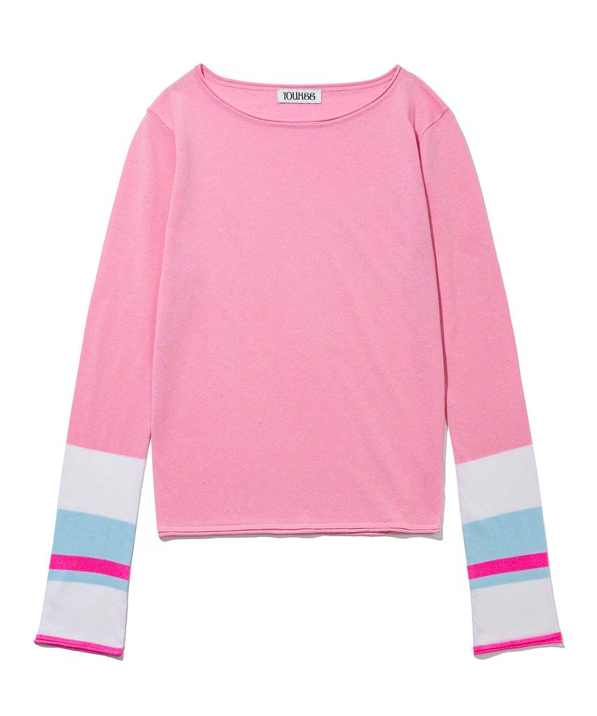 YOUHEE Color Blocked Long Sleeve Knit_Pink