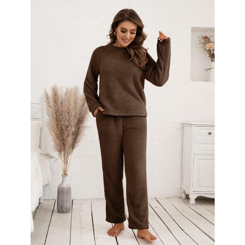 Plus Size Sweatshirt Pant Suit Loose Casual Homewear Double-sided Plush Two-piece Set