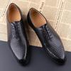 Fashion Luxury Genuine Leather Shoes Men Oxford Casual Business Office Shoes Comfortable Formal Lace Up Pointed Toe Dress Wedding Shoes