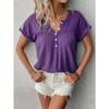 Летняя женская футболка с v-образным вырезом, свободный однотонный топ с короткими рукавами
