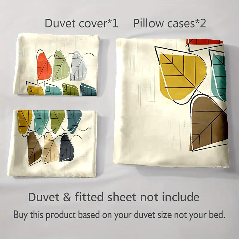 Multicolored leaf pattern. Bedding Duvet cover sets Duvet covers Pillowcases gifts (1 * Duvet Cover 2 * Pillowcases, without duvet insert)