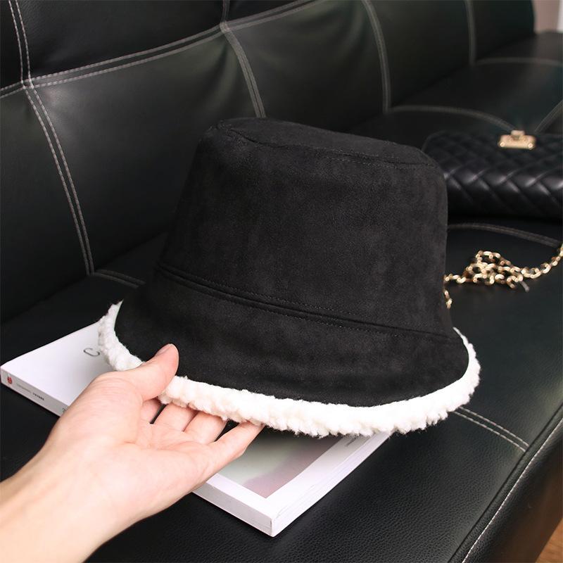 Новая зимняя шапка женская плюшевая теплая шляпа рыбака в стиле ретро из оленьей кожи и овечьей шерсти шляпа-ведро повседневная