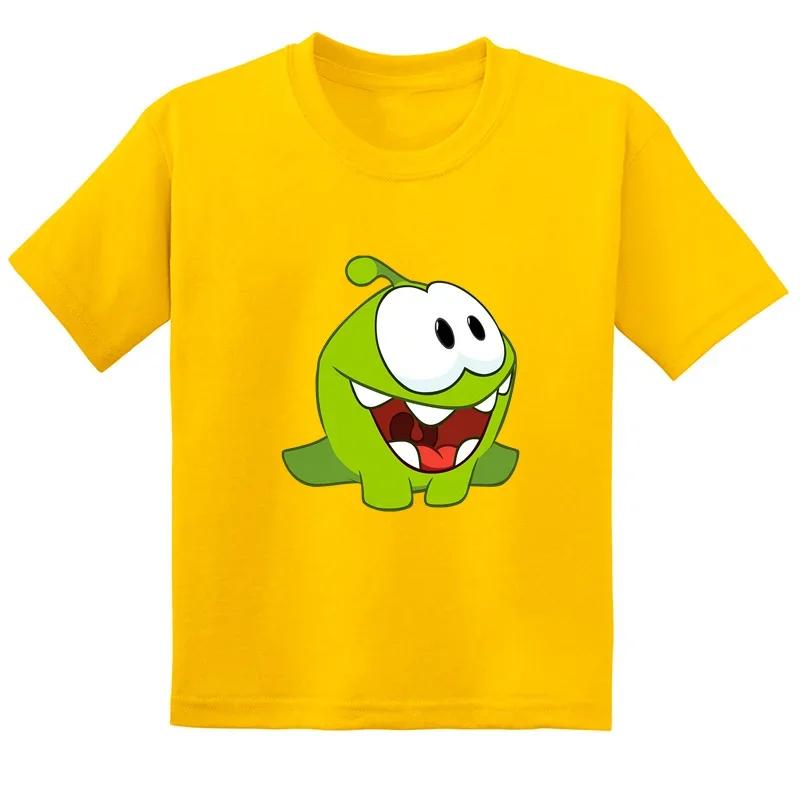 Cut the Rope Огном Лягушка Детская Футболка Смешной Мультяшный Летний Короткий Рукав Для Мальчиков Девочек Милая Одежда для Детей