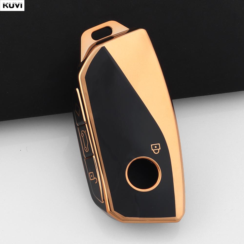 TPU Золотой Чехол-Держатель для Ключа Брелок для BMW G07 X7 LCI U11 X1 G70 7 Серия G09 XM F98 X4M LCI G18 X5 G81 M3 I20 IX