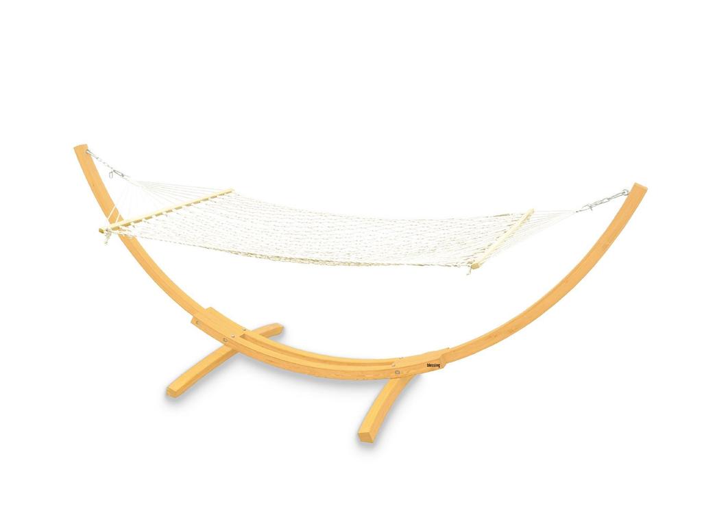 Outdoor Balcony Rocking Chair and Swing Hammock with Wooden Stand