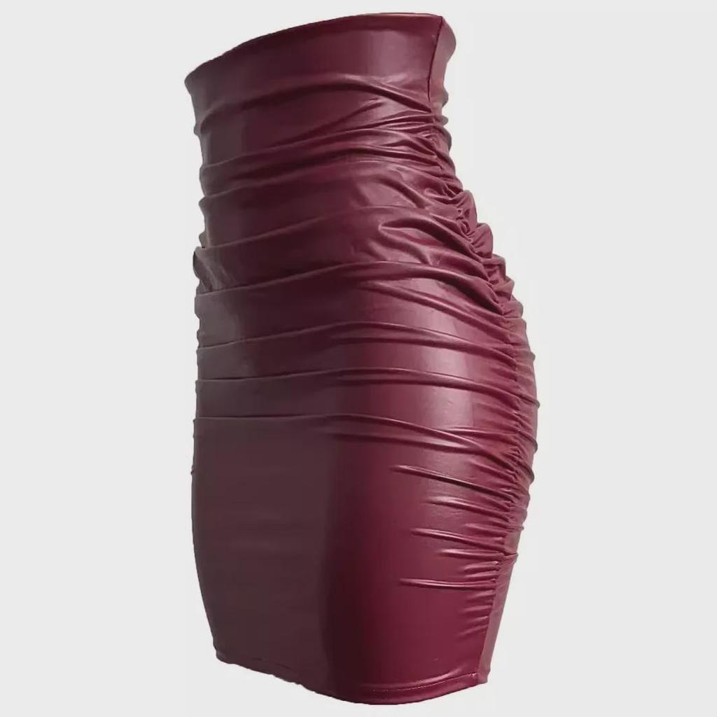 Европейская и американская юбка больших размеров из искусственной кожи с плиссировкой - обтягивающая бедра, короткая юбка для женщин