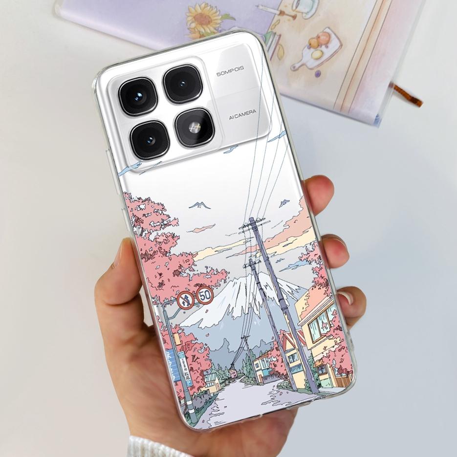 Чехол для Xiaomi 14T Pro Стильный чехол с рисунком цветов 6,67'' Прозрачный силиконовый чехол для телефона Для Xiaomi Mi 14T 14TPro Mi14T Мягкий чехол