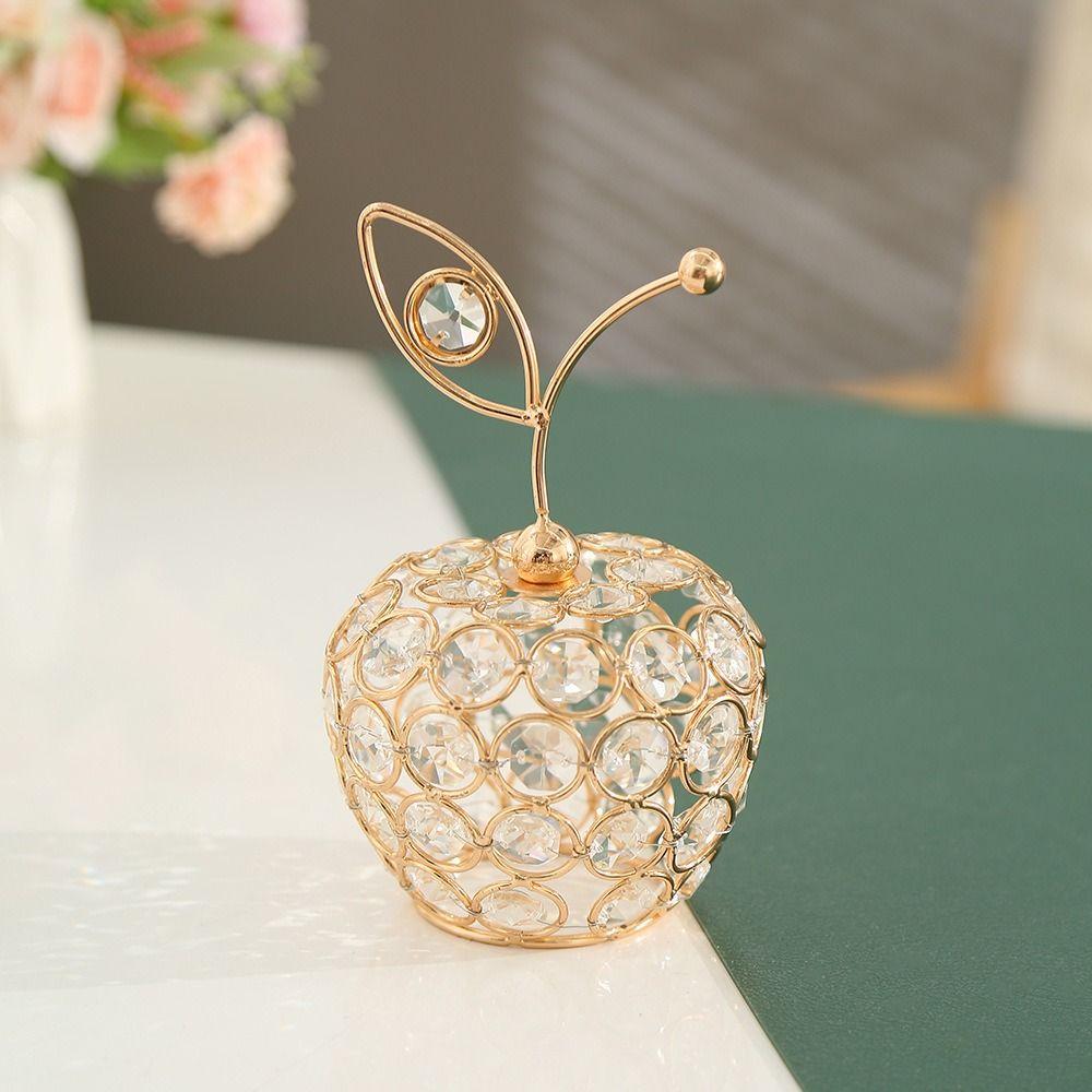 Metal Fruit Figurine Artificial Crystal Pear Ornament Gold Crystal Pear Ornament Living Room