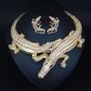 Vintage Exaggerated Crocodile Necklace Earrings Set with Diamond Personalized Collar Women's Accessories