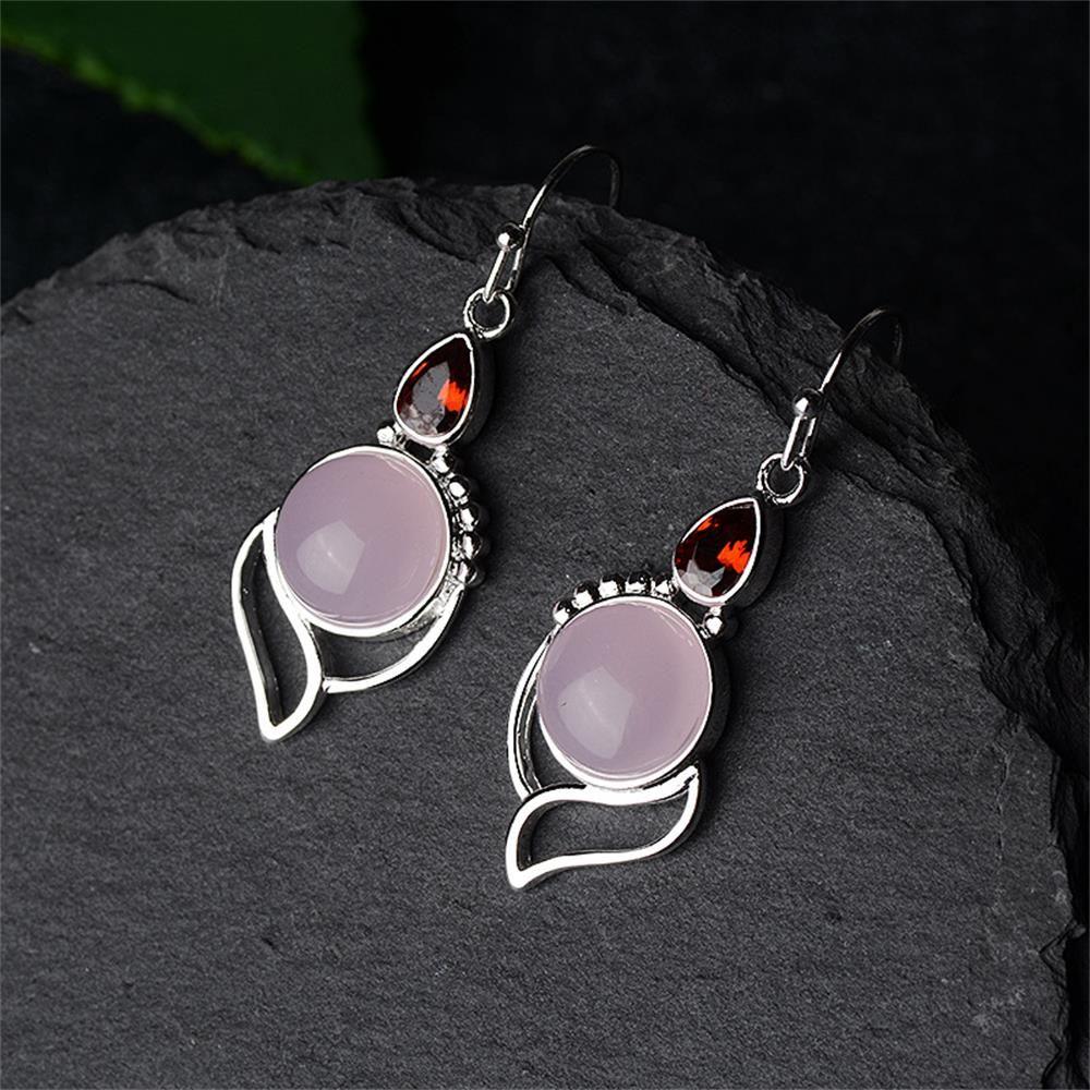 Wedding Jewelry Hook Multi-Gemstone Ear Stud Moonstone Earrings Opal Stone Garnet Ruby Chalcedony