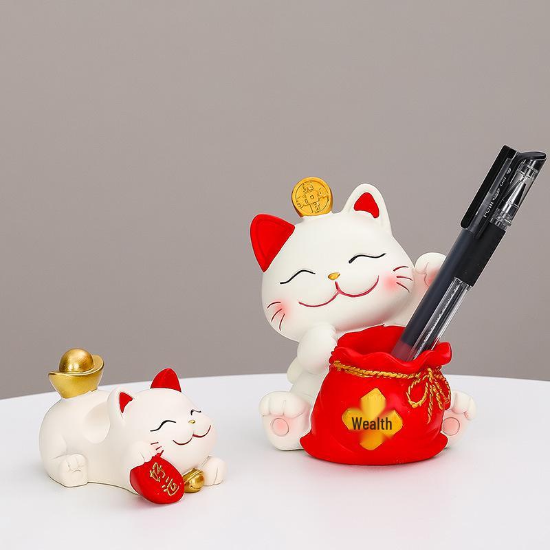 Счастливый кот смола держатель для мобильного телефона - Милое украшение для офисного стола, подарок