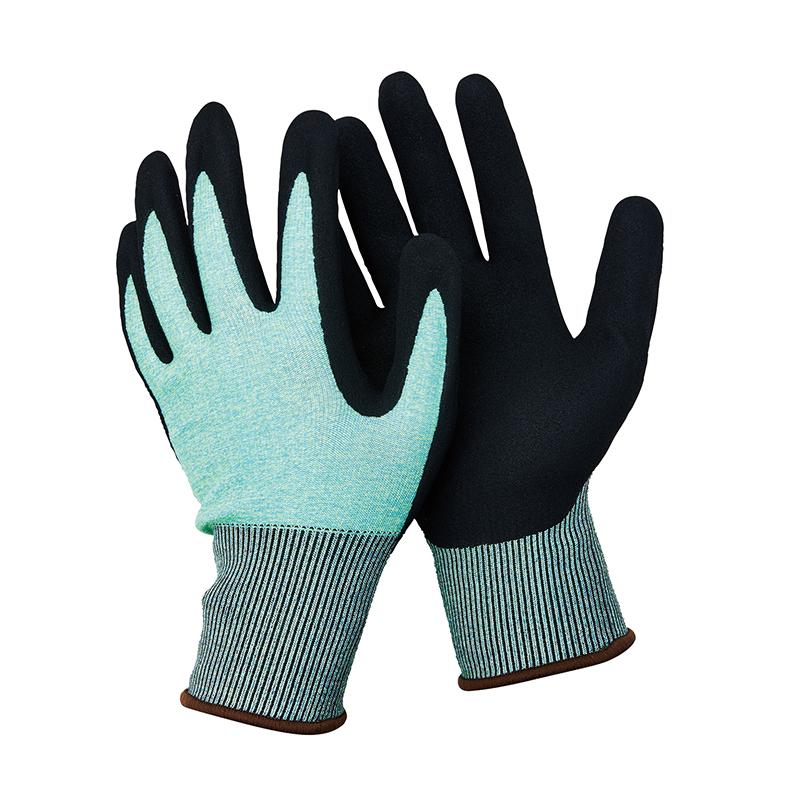 N-D133 CE Certified Cut Resistant Level 5 High Quality Anti Slip Sandy Nitrile Coated Gloves Safety Working Industrial
