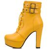 Fashion Red Yellow White Women Ankle Boots Platform Lace Up High Heel Short Boot Female Buckle Autumn Winter Ladies Shoes Large Size 50