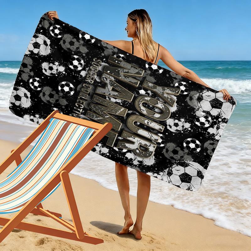 Name Custom Soccer Print Beach Towel, Large Soft Quick Dry Towel for Beach Camping Swimming