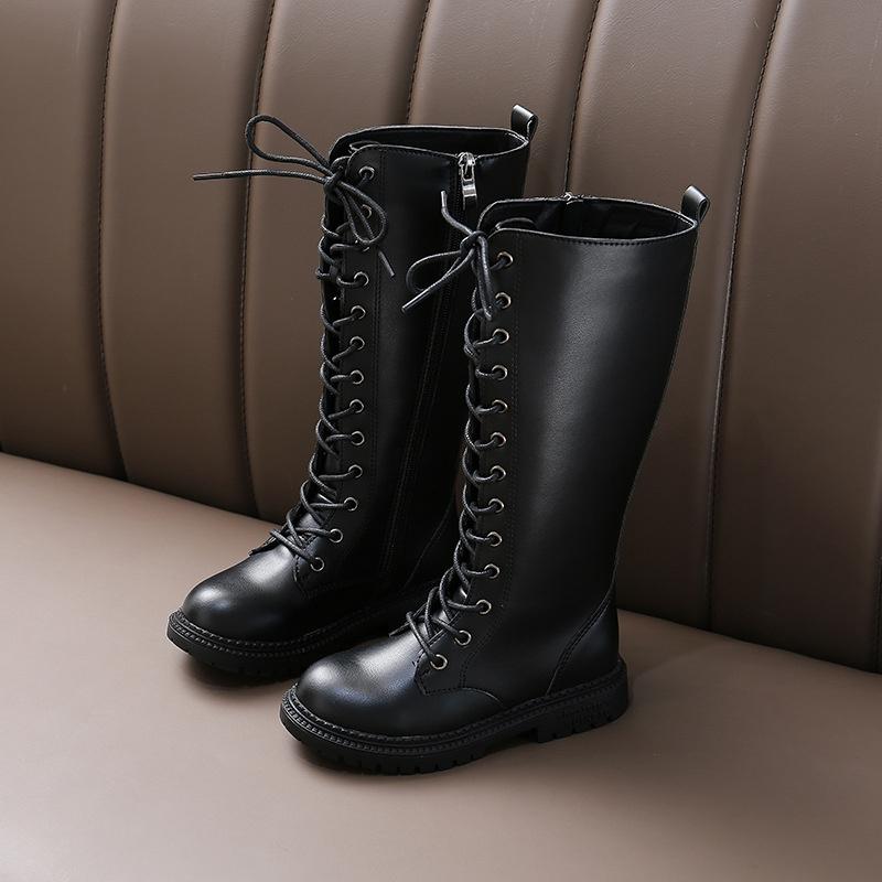 Мода 2025 Новые Девочки Высокие Сапоги Мода Универсальные Мягкие Принцесса Элегантные ПУ Мягкие Шикарные Детская Мода Подиумные Сапоги