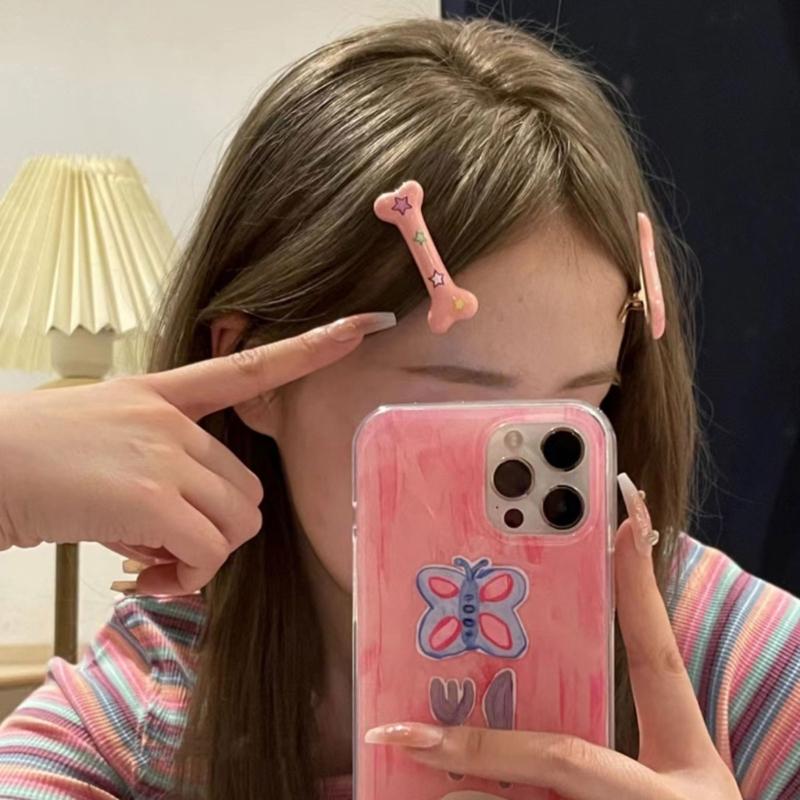 10×Женские заколки для волос с дизайном собачьей косточки, креативные и популярные, очаровательные заколки-бабочки для волос, аксессуары для укладки волос