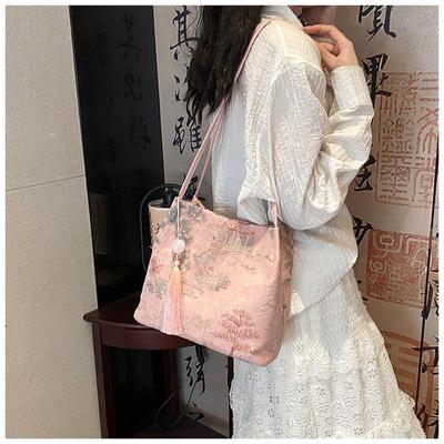 Новая сумка в китайском стиле в стиле ретро, новые модели, шелковая жаккардовая модная минималистская сумка, одно плечо, диагональная крестообразная женская сумка