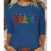 2025 Autumn & Winter Women's New Casual Crew Neck Long Sleeve Top 3D Christmas Pattern