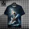 Dark Lighthouse T-shirt For Unisex Casual Short Sleeved Tops Summer Unisex's Clothing 3d Printed Black Cool Oversized Pattern T-shirt