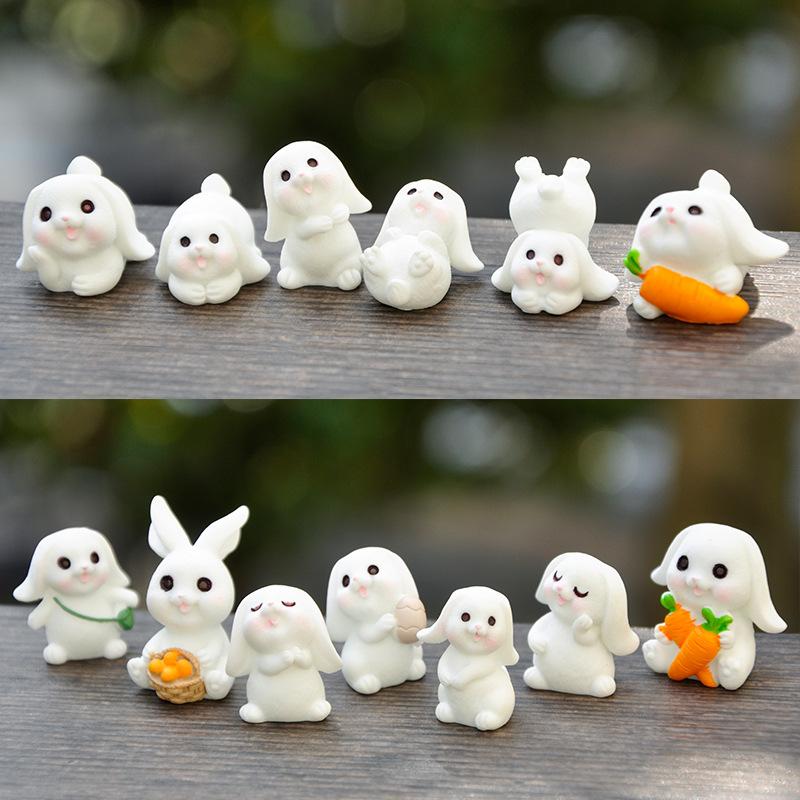 Rabbit Easter Figurine Micro Landscape Diy Home Decor Miniature Fairy Garden Ornament Decoration Accessories