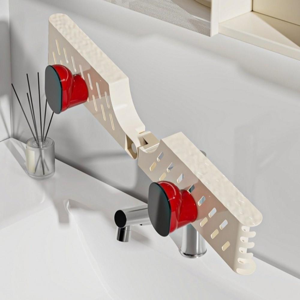 U-shaped Bathroom Storage Rack Dual-grid Faucet Sink Shelf Water Drainage Holder Washstand