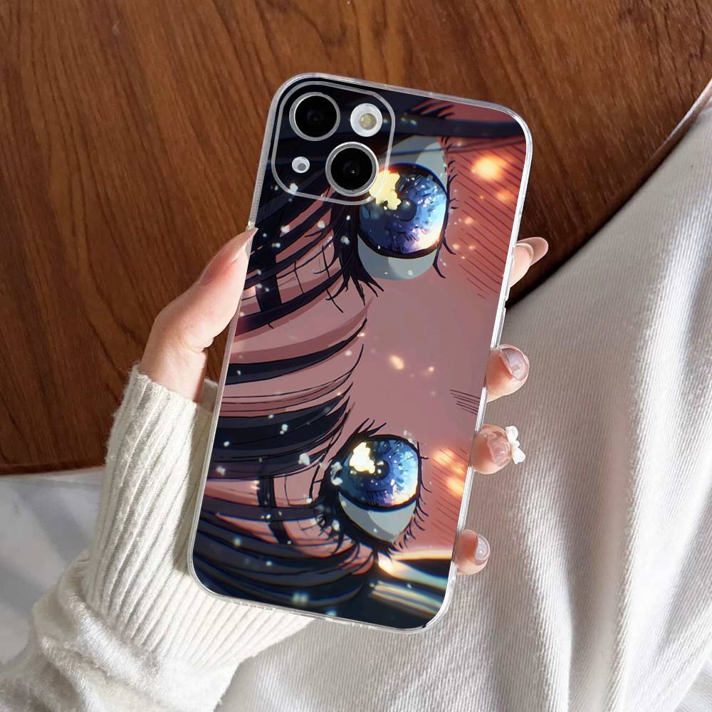 Милый Аниме Девочка с Большими Глазами Чехол для Телефона Для iPhone 17 16 15 14 13 11 12 Pro Max Mini Plus Ударопрочный Прозрачный Мягкий ТПУ