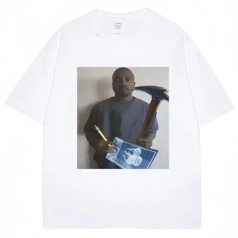 2025 Новая летняя повседневная футболка с коротким рукавом с принтом, хлопковая, обычного кроя, с круглым вырезом, дышащая, свободная, унисекс, мужская, женская одежда