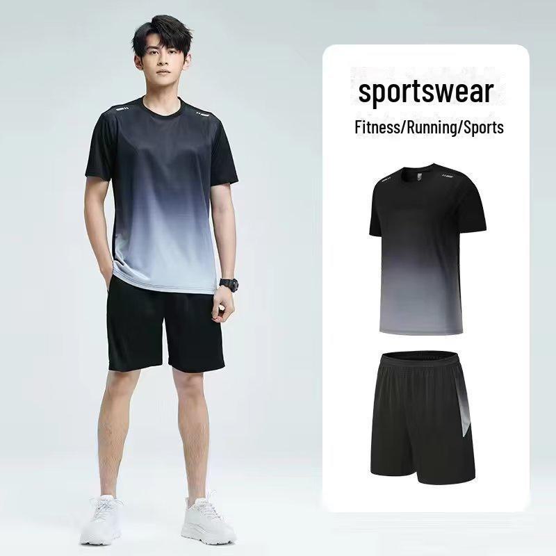 Баскетбольный комплект для мужчин Gradient Tie-Dye: Футболка и шорты Summer Ice Silk Quick-Dry с коротким рукавом