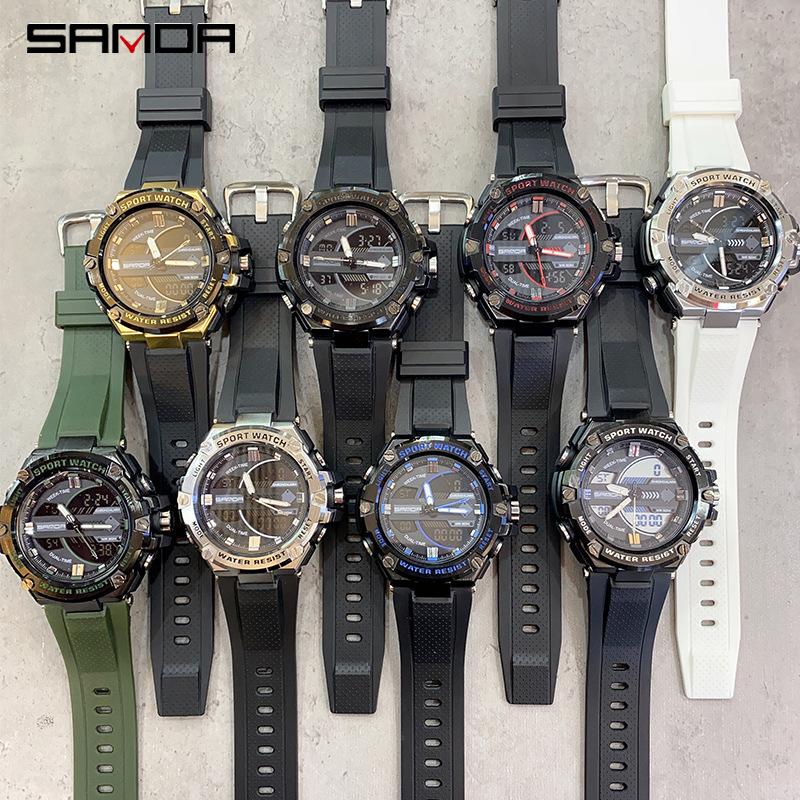SANDA Новые электронные мужские часы, модный тренд, светящийся водонепроницаемый и противоударный будильник для занятий спортом на открытом воздухе