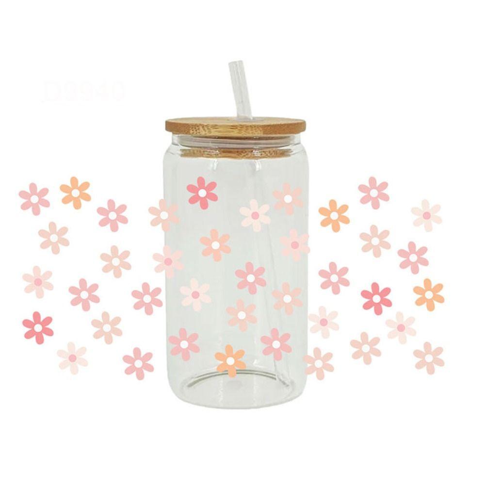 Натирающие обертывания для чашек, водонепроницаемые наклейки для переносных чашек, 3D УФ-наклейки для переноса DTF, стеклянные чашки на 16 унций