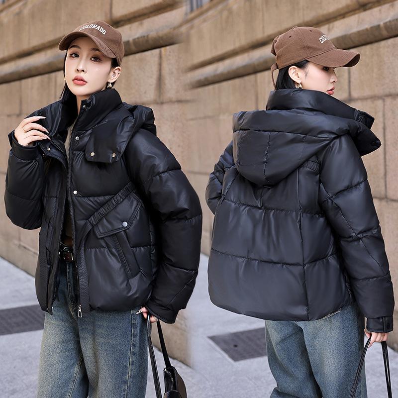 Новая овчина корейская версия с капюшоном короткая пуховая хлопковая одежда женская утолщенная модная повседневная свободная куртка