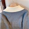 Японский ленивый двухсекционный свитер для женщин, новый осенний, замедляющий старение, укороченный трикотажный топ с воротником-поло из иностранного материала