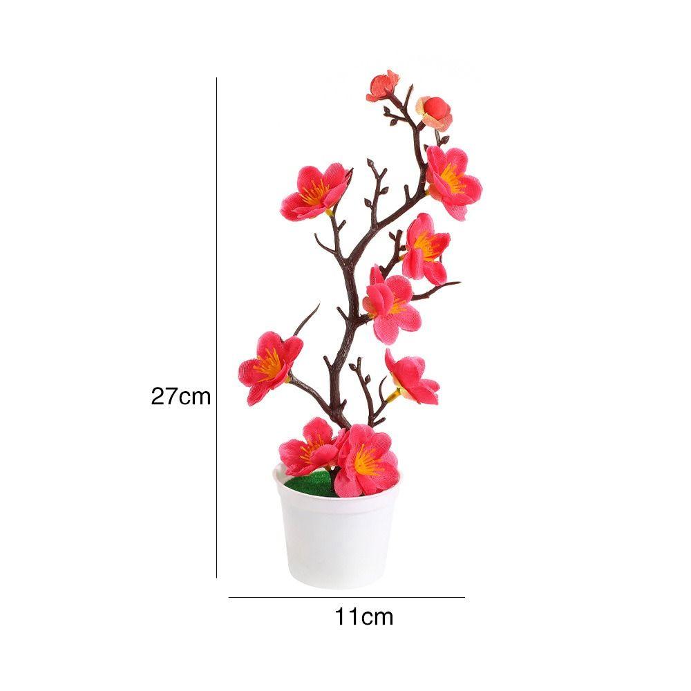 5 Colors Artificial Potted Plant 11*27cm Simulated Tree Ornaments New Plum Blossom Pot