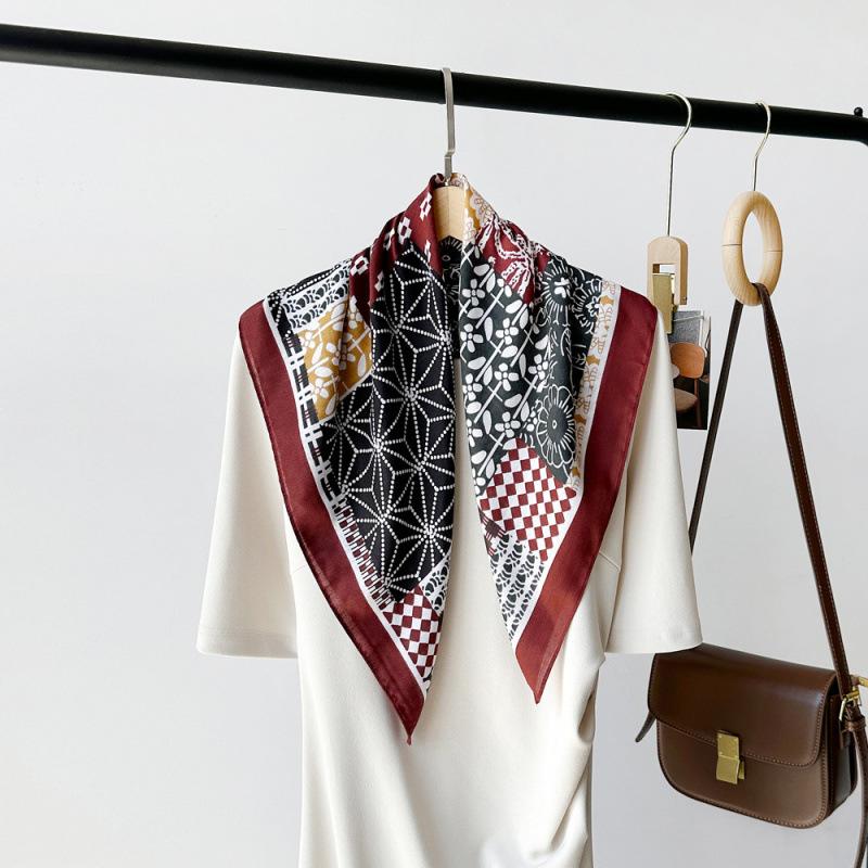 New Style Retro Fashion Scarf Printed Square Scarf Ladies Fairy Style Scarf Angora Red Silk Scarf