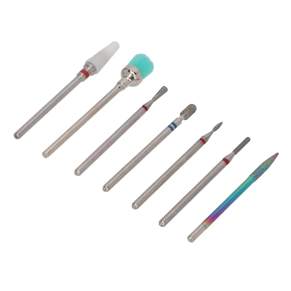 7pcs Ceramic Nail Drill Bit Rotatable Polishing Shaping Portable Cuticle Remover Bits for Nail