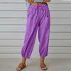 Women's Summer Cotton Linen Pants Elastic Waist Oversized Trousers Loose Drawstring Pocket Long Pants