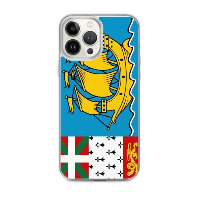 Coque Téléphone – Drapeau Saint-Pierre-et-Miquelon – Compatible iPhone 13 Pro Max – Étui Souple – Résistant et Antichoc – Pixelforma