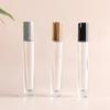 10ml Thick Clear Glass Perfume Bottle Square Round Refillable Perfume Spray Atomizer Bottle with Black Gold Silver Lid
