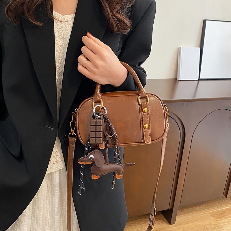 Yogodlns PU Leather Dachshund Bag Pendant Creative Hangbag Bag Accessory Cute Backpack Hanging Charm Gift