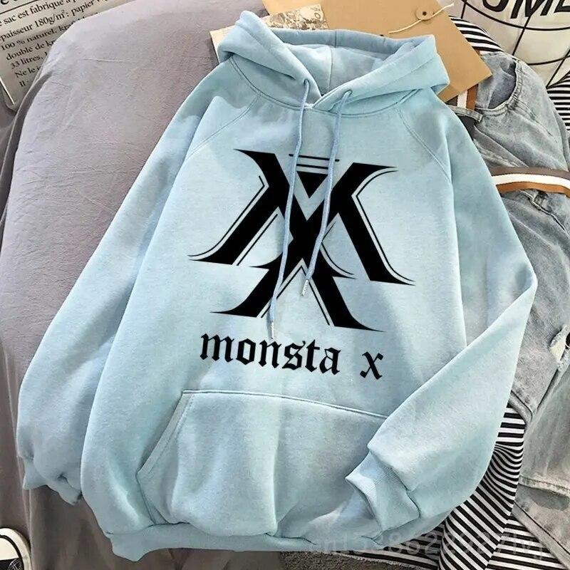 Хипстерский пуловер Monsta X, большая причудливая толстовка с капюшоном, толстовка в стиле Харадзюку, осенняя одежда, женские толстовки с длинными рукавами, уличная одежда, унисекс, толстовка
