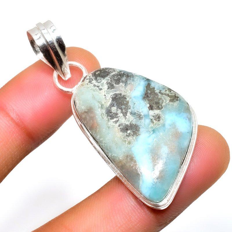 Республиканский Ларимар, драгоценный камень 925, посеребренная подвеска ручной работы, 1,89 дюйма