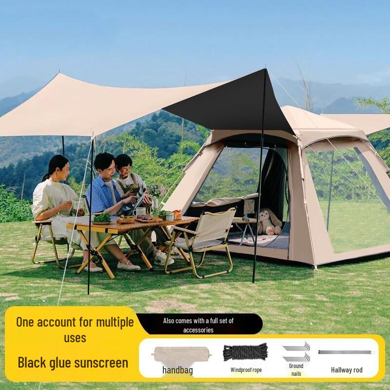 HANDUNYOU 4-6 Person Quick-Open Blackout Camping Tent