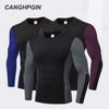 CANGHPGIN Мужская быстросохнущая спортивная футболка для фитнеса, высокоэластичная впитывающая влагу тренировочная футболка с длинным рукавом