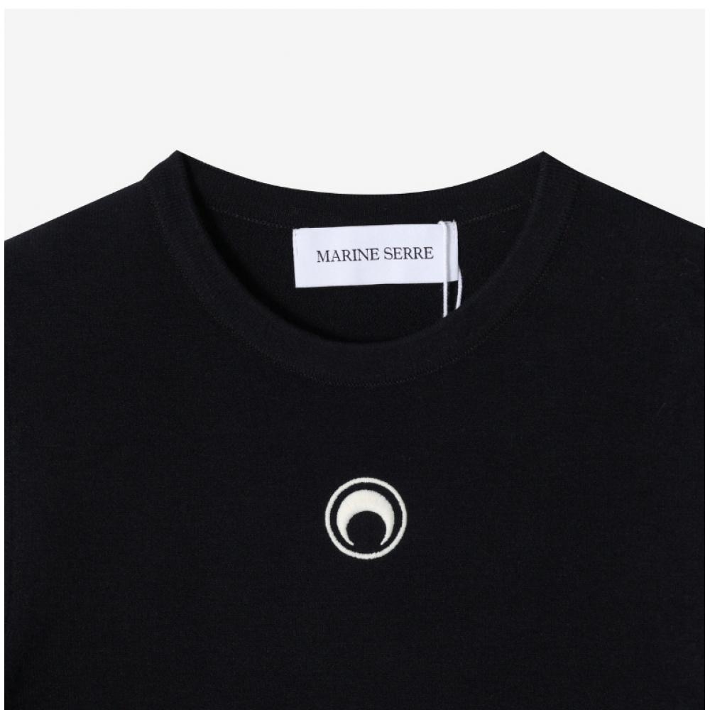 Женский облегающий трикотаж Marine Serre с логотипом луны Wtk014a Ckni0511 Bk99
